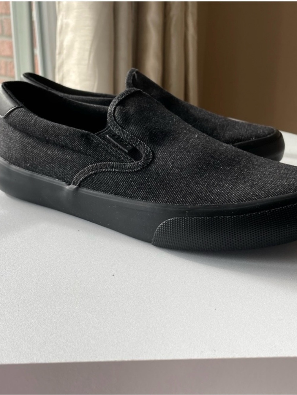 Lugz Black Slip-On Canvas Loafers